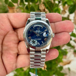 Rolex Day Date Silver Blue Dial Roman Number Semi ETA Quality