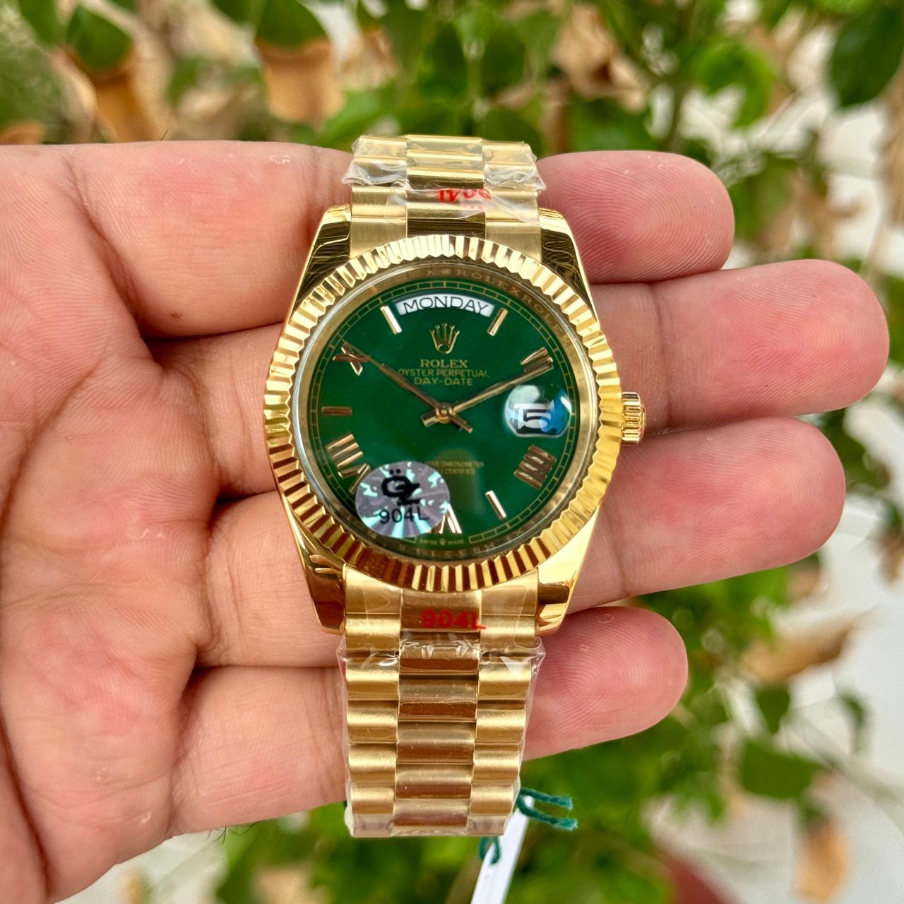 Rolex Day Date Gold Green Dial Roman Number Semi ETA Quality