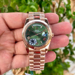 Rolex Day Date Rose Gold Olive Green Dial Semi ETA Quality