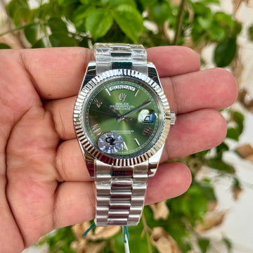 Rolex Day Date Silver Green Dial Roman Number Semi ETA Quality
