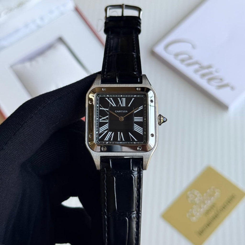 Cartier Santos Dumont Bronze Dial Leather Strap Watch