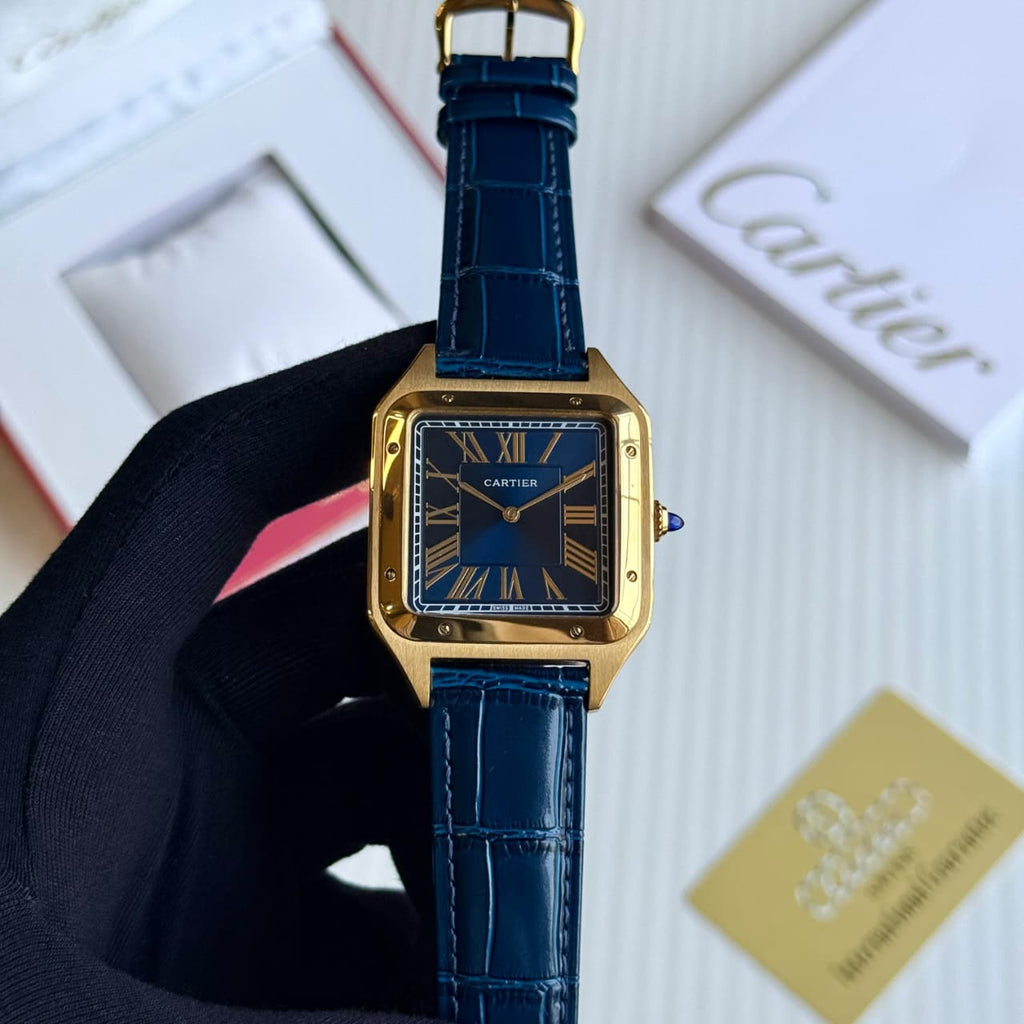 Cartier Santos Dumont Bronze Dial Leather Strap Watch