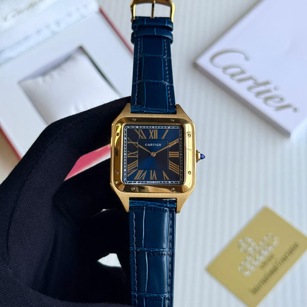 Cartier Santos Dumont Bronze Dial Leather Strap Watch