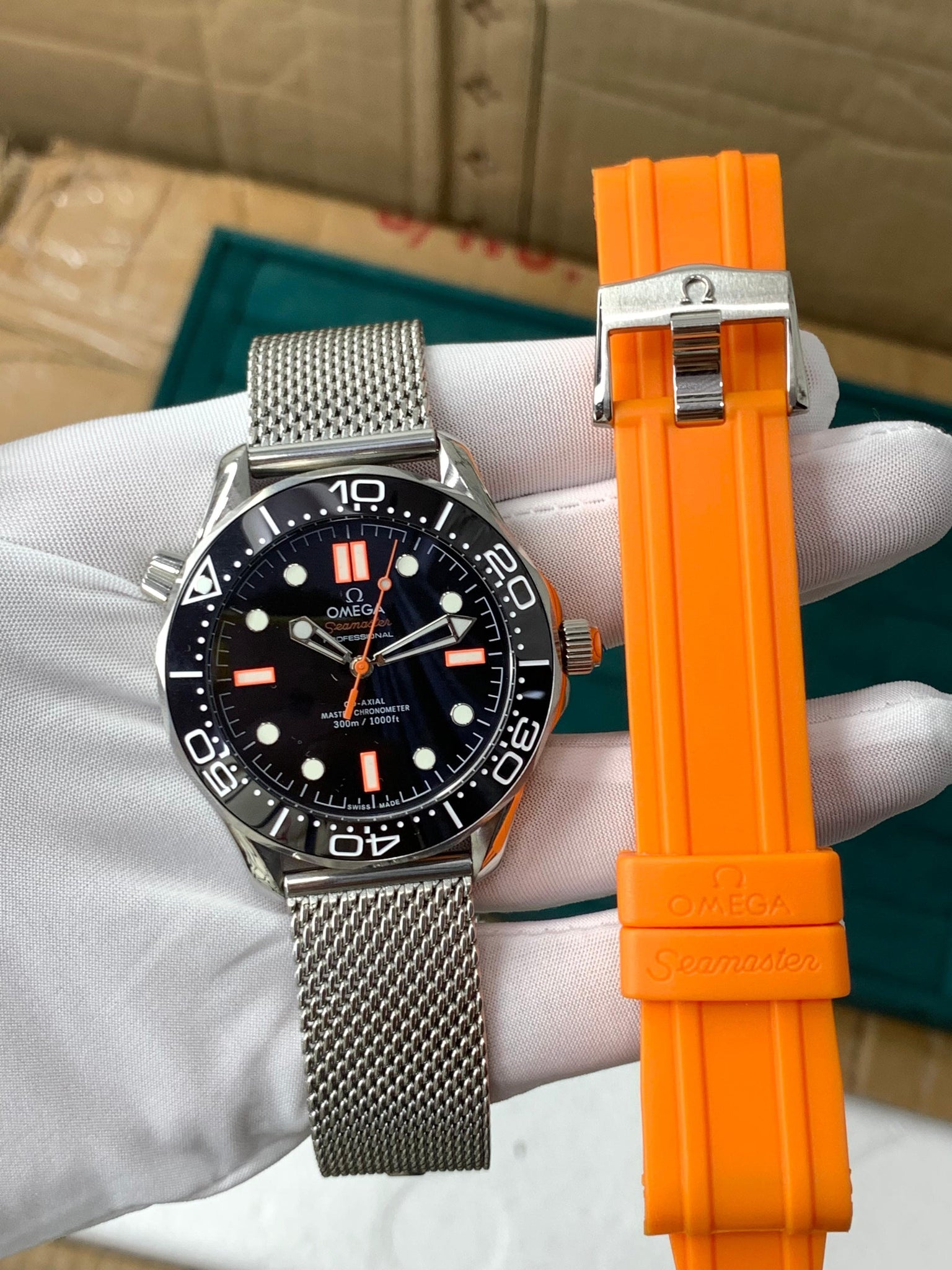 Omega Seamaster Diver 300m Go Orange New Arrival With Extra Orange Silicon Strap