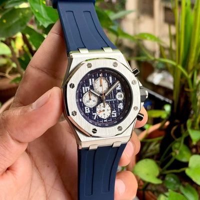 Audemars Piguet Chronograph Silver Blue Steel Quartz