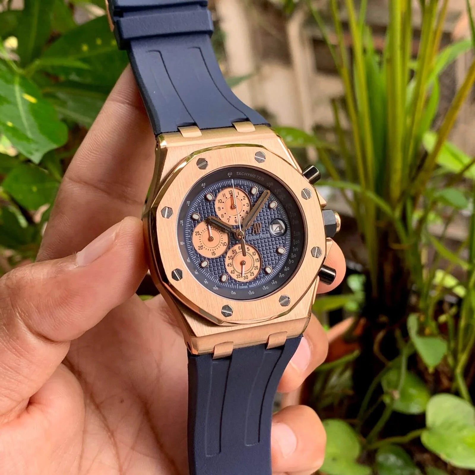 Audemars Piguet Chronograph Blue-RG Bezel Quartz