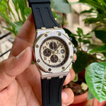 Audemars Piguet Chronograph Black-Silver Bezel Case Quartz ₹8499