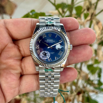 Rolex Date Just 41 Semi ETA Blue Dial Roman Figure Jubilee Bracelet
