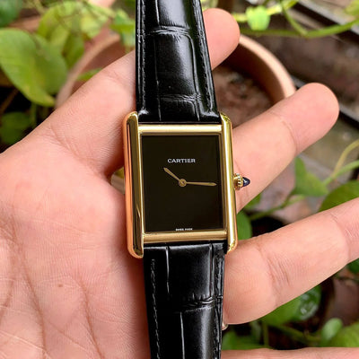 Cartier TANK MUST LARGE Black-Gold Unisex