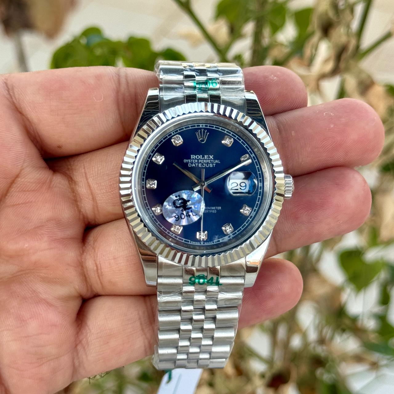 Rolex Date Just 41 Semi ETA Blue Dial Diamond Initials Jubilee Bracelet