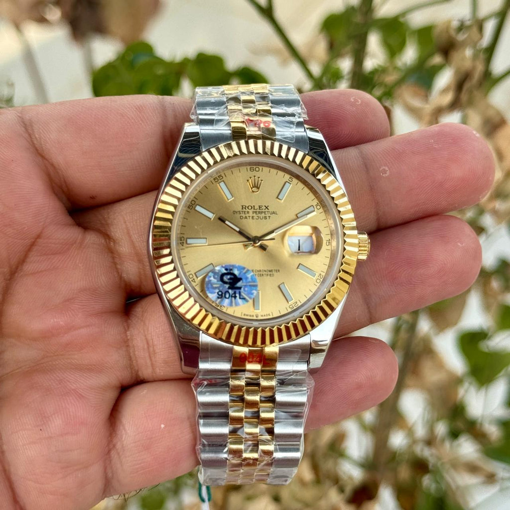 Rolex Date Just 41 SEMI ETA Silver Gold