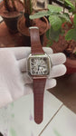 Cartier D’Santos Skeleton Silver Brown Leather