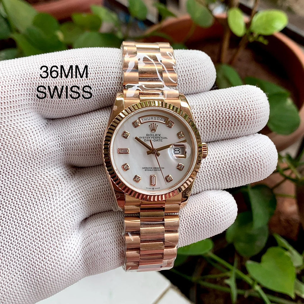 Rolex DayDate RGold 128235 36MM Diamond Swiss