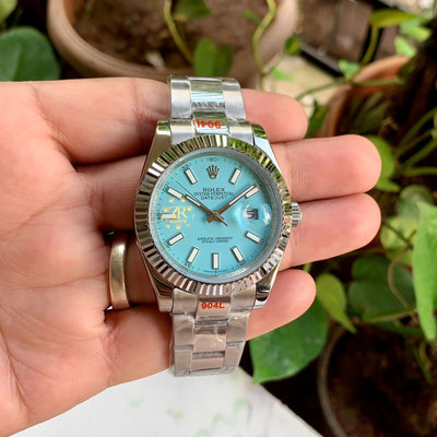 Rolex DayDate Fluted Bezel Silver-Sky Blue ZR