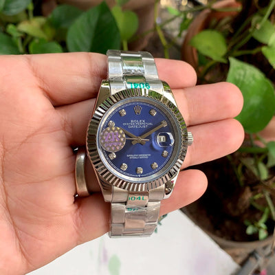 Rolex DateJust Blue Diamond-Figure Fluted-Bezel Zr
