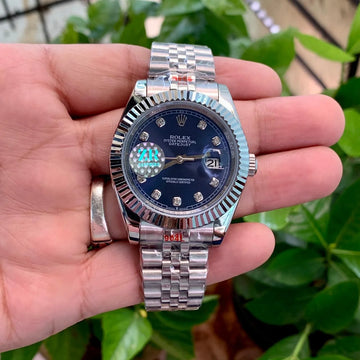 Rolex DateJust Blue Diamond-Figure Fluted-Bezel