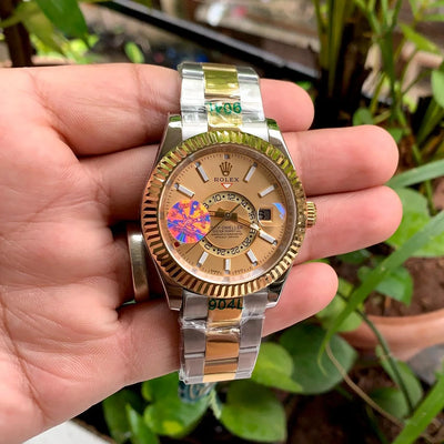 Rolex Sky-Dweller Dual Tone Oyster Champagne Dial