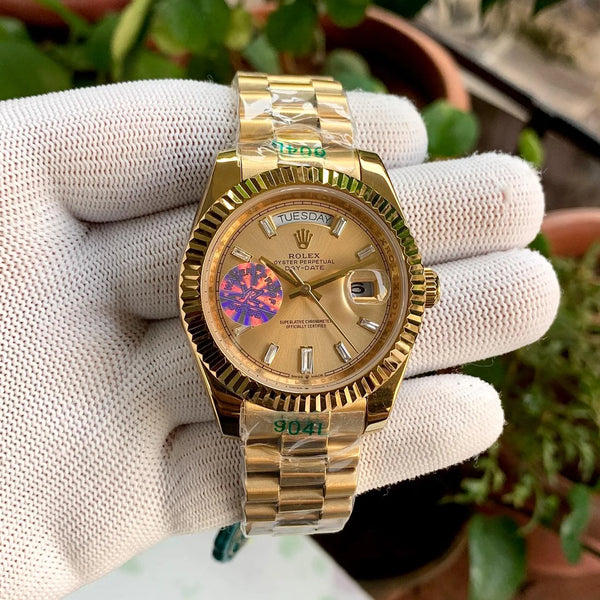Rolex Daa-Date Full Gold Fluted Bezel Yz