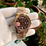 Rolex DayDate RG Brown Dial Diamond Figure Yz