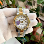 Rolex DateJust Oyster Silver-Gold Fluted White Diamond YZ
