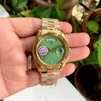 Rolex DayDate Gold Green Roman Dial Yz
