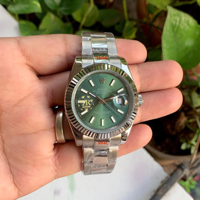 Rolex DateJust Oyster Perpetual Green Dial Fluted Bezel