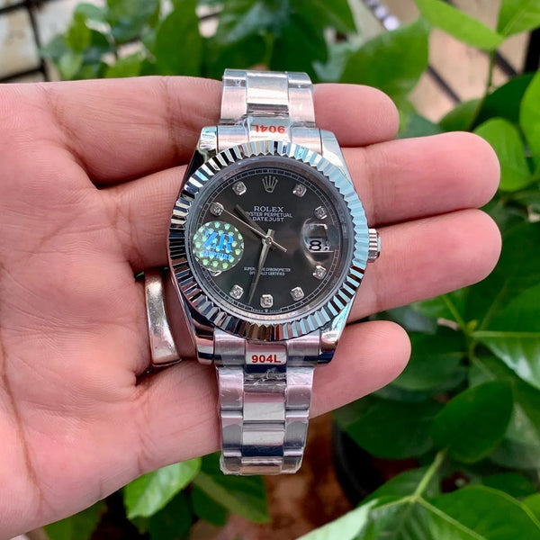 Rolex DateJust Oyster Fluted Grey Diamond Bezel ZR
