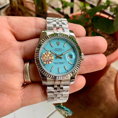 Rolex Date Just Fluted Bezel Jubilee Tiffany Blue YZ