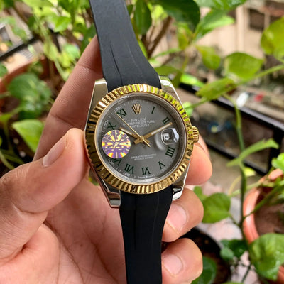 Rolex DateJust Wimbledon Dial Black Strap Auto