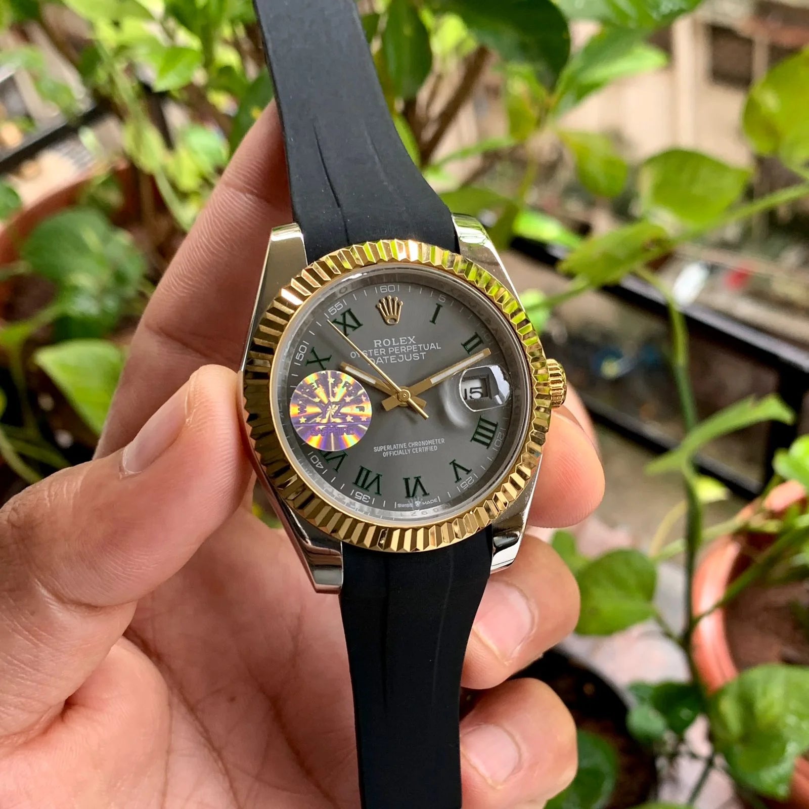 Rolex DateJust Wimbledon Dial Black Strap Auto