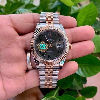 Rolex DateJust Silver-RG Fluted Bezel Wimbledon Dial Zr